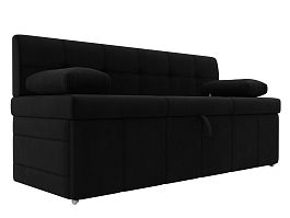 Кухонный прямой диван Лео (полностью микровельвет черный) - Фото предпросмотра