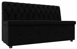Кухонный прямой диван Вента (полностью микровельвет черный) - Фото предпросмотра
