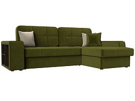 Угловой диван Брюссель правый (полностью микровельвет зеленый) - Фото предпросмотра