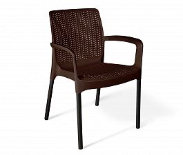 Плетеный стул SHT-S68 пластиковый коричневый коричневый/черный муар (цинк) - Фото предпросмотра