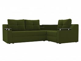 Угловой диван Тесей правый (полностью микровельвет зеленый) - Фото предпросмотра