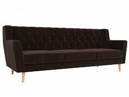 Прямой диван Брайтон 3 Люкс (полностью микровельвет коричневый) - Фото предпросмотра