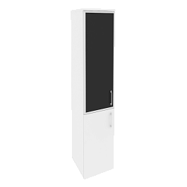 Onix Шкаф высокий узкий левый O.SU-1.2 R (L) black Белый бриллиант/Стекло black 400*420*1977 - Фото предпросмотра