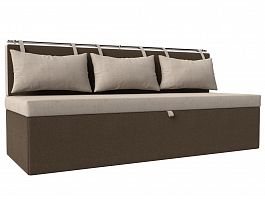 Кухонный прямой диван Метро (основа рогожка бежевая, компаньон рогожка коричневая) - Фото предпросмотра