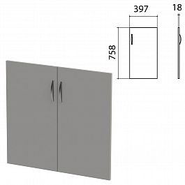 Дверь ЛДСП низкая "Этюд", комплект 2 шт., 397х18х758 мм, серая, 400006-03 - Фото предпросмотра