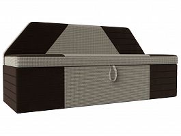 Кухонный прямой диван Дуглас (основа рогожка Корфу 02, компаньон микровельвет коричневый) - Фото предпросмотра