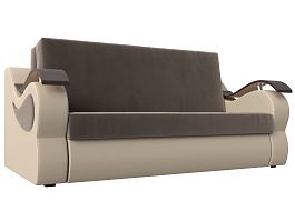Прямой диван Меркурий 160 (основа велюр коричневый, компаньон экокожа бежевая) - Фото предпросмотра