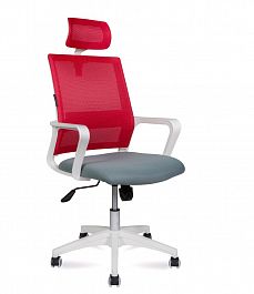 Кресло офисное / Бит / 815AW-AF08-T58/белый пластик / красная сетка / темно серая ткань "Кресла для руководителей"  ТК-001035000540 красный/серый - Фото предпросмотра