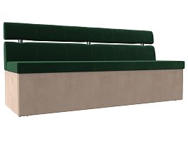 Кухонный прямой диван Классик (основа велюр зеленый, компаньон велюр бежевый) - Фото предпросмотра