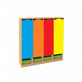 Шкаф детский четырехсекционный для одежды с контейнером - Фото предпросмотра