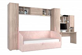 Комплект детской мебели Лайк К35 КД35Лайк.2201 дуб мария/роуз/нежно-розовый (велюр) - Фото предпросмотра