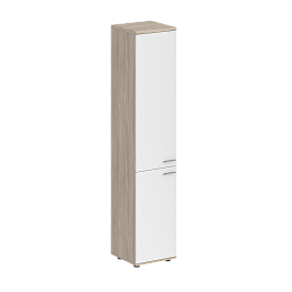 Шкаф высокий Sigma 400х400х1955, з.ст ЛДСП, левый / корпус: дуб светлый;  фасады: белый - Фото предпросмотра