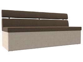 Кухонный прямой диван Классик (основа рогожка коричневая, компаньон рогожка бежевая) - Фото предпросмотра