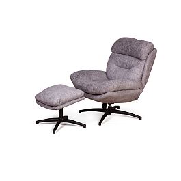Кресло качалка с оттоманкой Magnus, серый - Фото предпросмотра