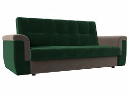 Прямой диван Эллиот (основа велюр зеленый, компаньон велюр коричневый) - Фото предпросмотра