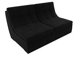 Модуль Холидей раскладной диван (полностью микровельвет черный) - Фото предпросмотра