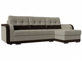 Угловой диван Марсель (основа рогожка Корфу 02, компаньон микровельвет коричневый) - Фото предпросмотра