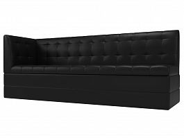 Кухонный диван Бриз с левым углом (полностью экокожа черная) - Фото предпросмотра