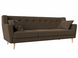 Прямой диван Брайтон 3 (полностью рогожка коричневая) - Фото предпросмотра