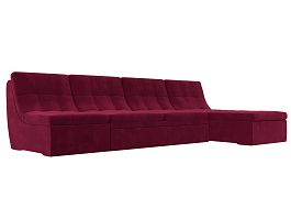 Угловой модульный диван Холидей (полностью микровельвет бордовый) - Фото предпросмотра
