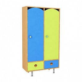 Шкафчик для одежды 2-секционный стандарт (цветной фасад) с ящиками - Фото предпросмотра