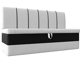Кухонный диван Энигма (основа экокожа белая, компаньон экокожа черная) - Фото предпросмотра