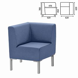 Кресло мягкое угловое "Хост" М-43, 620х620х780 мм, без подлокотников, экокожа, голубое - Фото предпросмотра