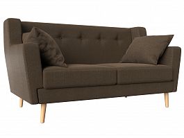 Прямой диван Брайтон 2 (полностью рогожка коричневая) - Фото предпросмотра