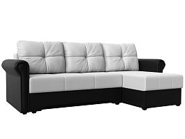 Угловой диван Леон правый (основа экокожа белая, компаньон экокожа черная) - Фото предпросмотра