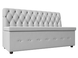 Кухонный прямой диван Вента (полностью экокожа белая) - Фото предпросмотра