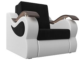 Кресло-кровать Меркурий 80 (основа микровельвет черный, компаньон экокожа белая) - Фото предпросмотра