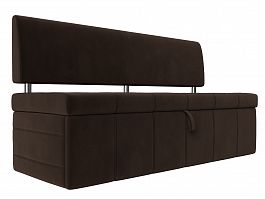 Кухонный прямой диван Стоун (полностью микровельвет коричневый) - Фото предпросмотра