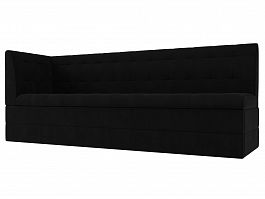 Кухонный диван Бриз с левым углом (полностью микровельвет черный) - Фото предпросмотра