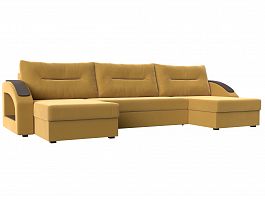 П-образный диван Канзас (полностью микровельвет желтый) - Фото предпросмотра