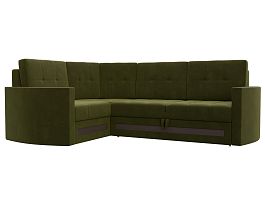 Угловой диван Белла левый (полностью микровельвет зеленый) - Фото предпросмотра