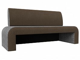 Кухонный прямой диван Кармен (основа рогожка серая, компаньон рогожка коричневая) - Фото предпросмотра