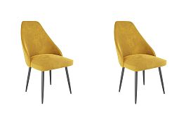 Набор стульев Милан (2 шт.) CHS.N.05.2109 желтый (велюр)/черный - Фото предпросмотра