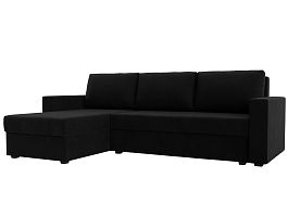 Угловой диван Траумберг Лайт левый (полностью микровельвет черный) - Фото предпросмотра