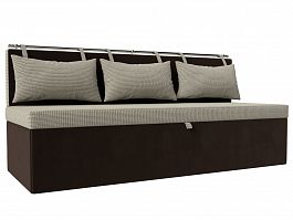 Кухонный прямой диван Метро (основа рогожка Корфу 02, компаньон микровельвет коричневый) - Фото предпросмотра