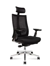 Кресло офисное Vogue aluminium / черный пластик / черная сетка / черная ткань / аллюминевая база - Фото предпросмотра