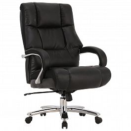 Кресло офисное BRABIX PREMIUM "Bomer HD-007", НАГРУЗКА до 250 кг, рециклированная кожа, хром, черное, 531939 - Фото предпросмотра