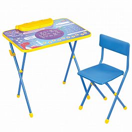 Комплект детской мебели голубой КОСМОС: стол + стул, пенал, BRAUBERG NIKA KIDS, 532634 - Фото предпросмотра