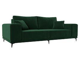 Прямой диван Льюес (полностью велюр зеленый) - Фото предпросмотра