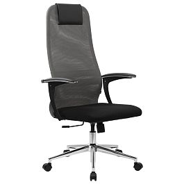 Кресло офисное BRABIX PREMIUM "Ultimate EX-801" хром, плотная двойная сетка Х2, черное/серое, 532918 - Фото предпросмотра