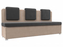 Кухонный прямой диван Маккон 3-х местный (основа велюр серый, компаньон велюр бежевый) - Фото предпросмотра