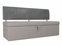 Кухонный прямой диван Стоун (основа рогожка бежевая, компаньон рогожка серая) - Фото предпросмотра