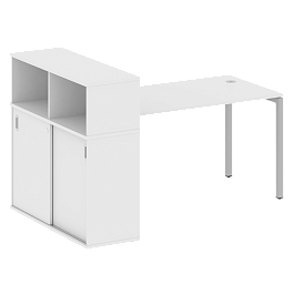 Metal System Quattro Стол письменный с шкафом-купе на П-образном м/к 40БП.РС-СШК-3.3 Т Белый/Серый металл 1810*1120*1098 - Фото предпросмотра