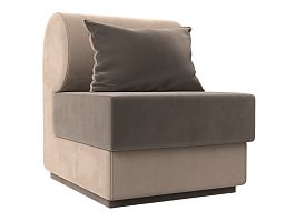 Кресло Кипр (основа велюр коричневый, компаньон велюр бежевый, подушка велюр коричневый, кант бежевый) - Фото предпросмотра