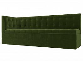 Кухонный диван Бриз с левым углом (полностью микровельвет зеленый) - Фото предпросмотра