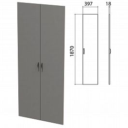 Дверь ЛДСП высокая "Этюд", комплект 2 шт., 397х18х1870 мм, серая, 400012-03 - Фото предпросмотра